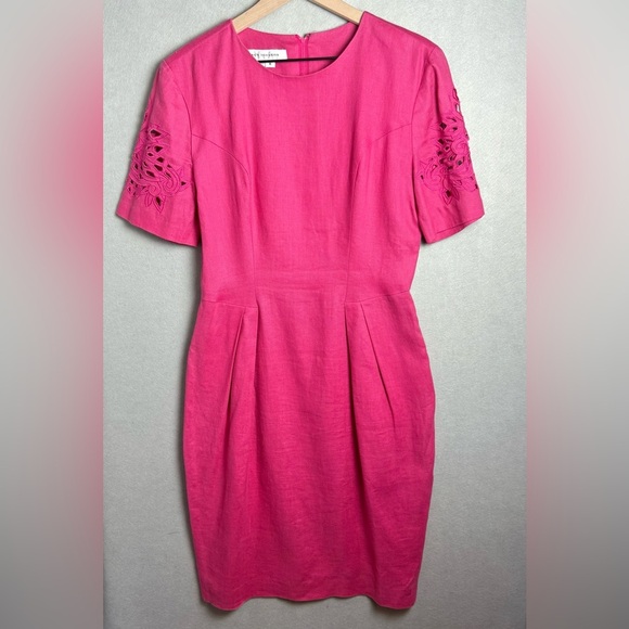 Nancy Johnson Women’s Pink 100% Linen Shell A-Line Dress Career Wear size 6 - Picture 1 of 14